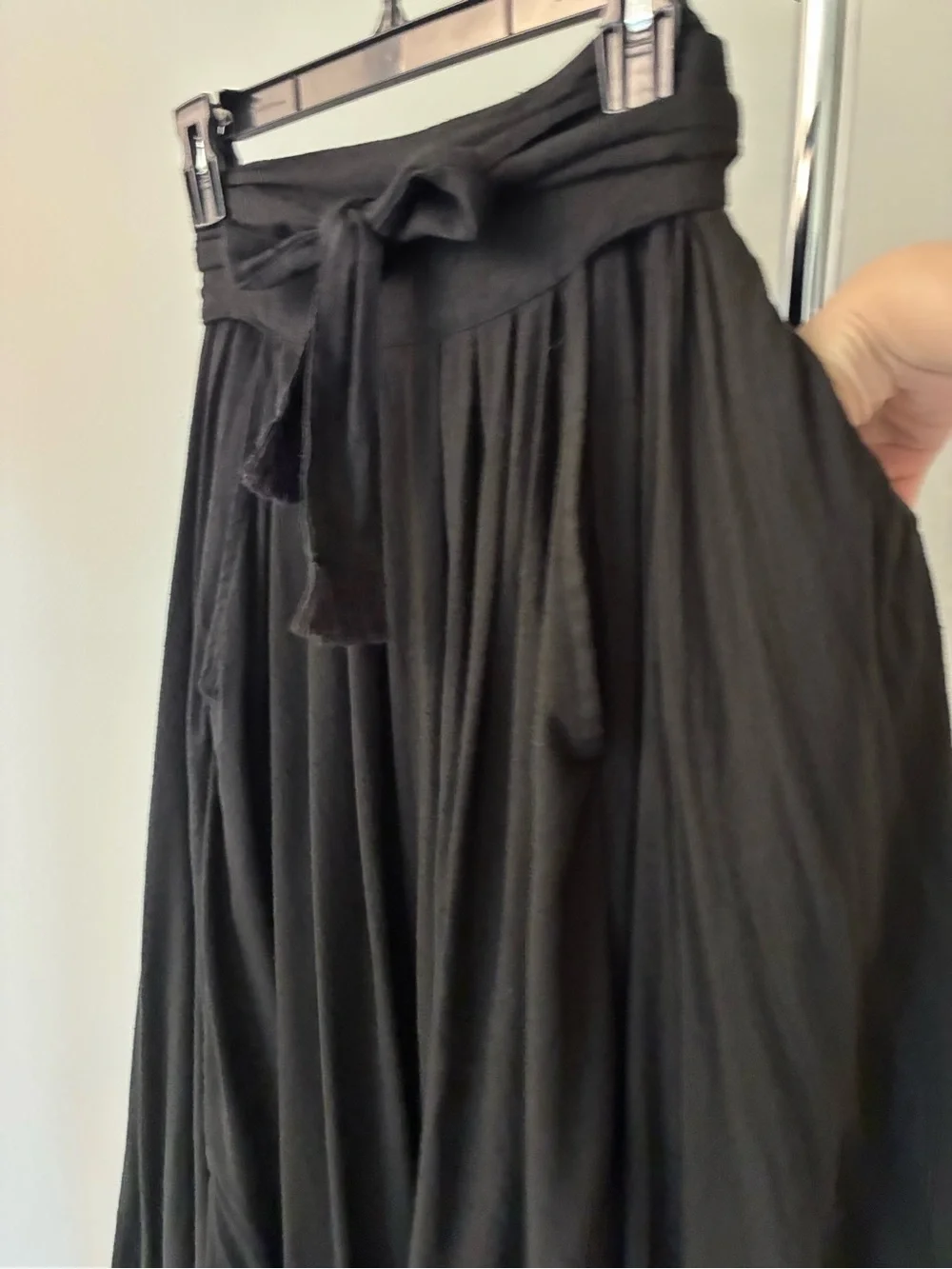Free People high waist volume Maxi Skirt with Tie Waist
